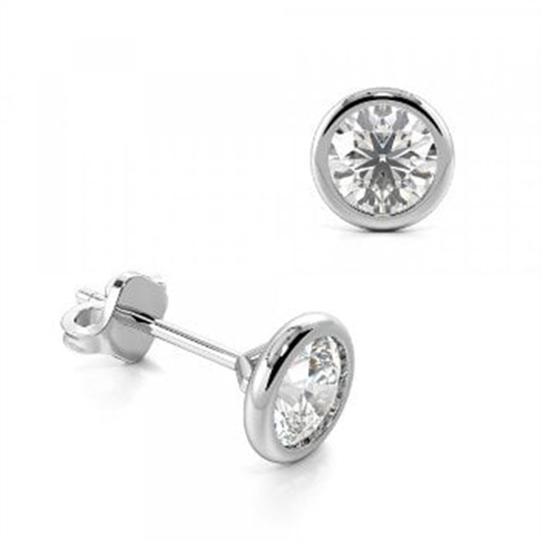 Bezel Set Diamond Stud Earrings