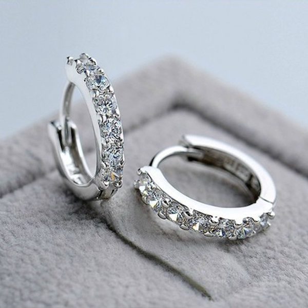 Mother Day Diamond Hoop Earrings